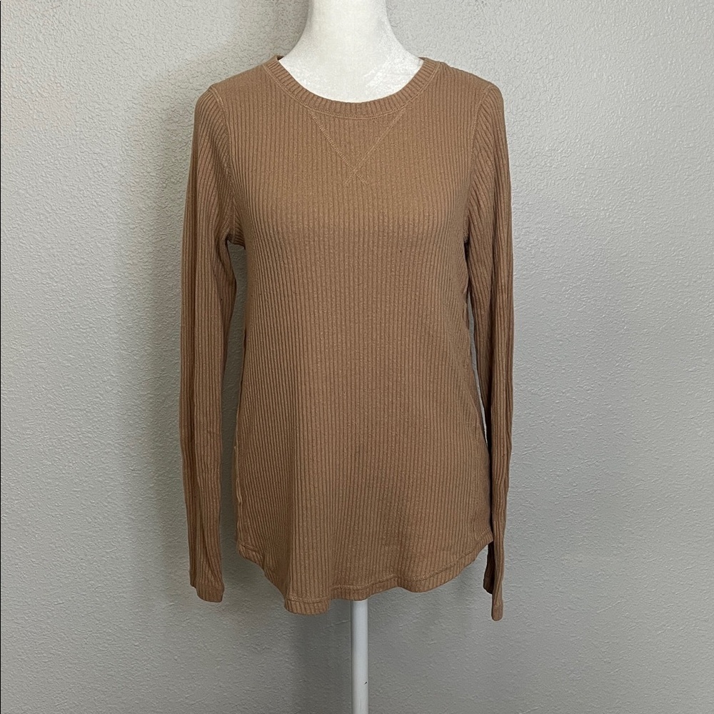 Abercrombie Soft A&F Ribbed Long Sleeve TShirt Tan Size XS